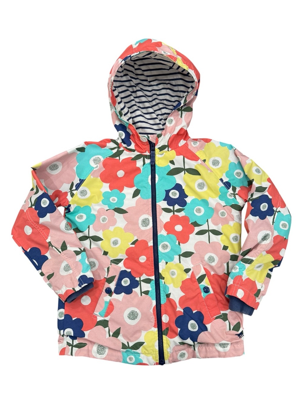 Mini Boden Girls Colorful Floral Hooded Rain Jacket - Multicolor Flowers 9-10Y